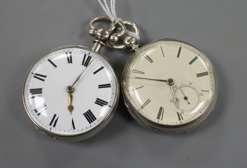A Victorian silver open face fusee pocket watch by R. Holland, Hyde and one other verge pocket watch by Dold, Peterborough.